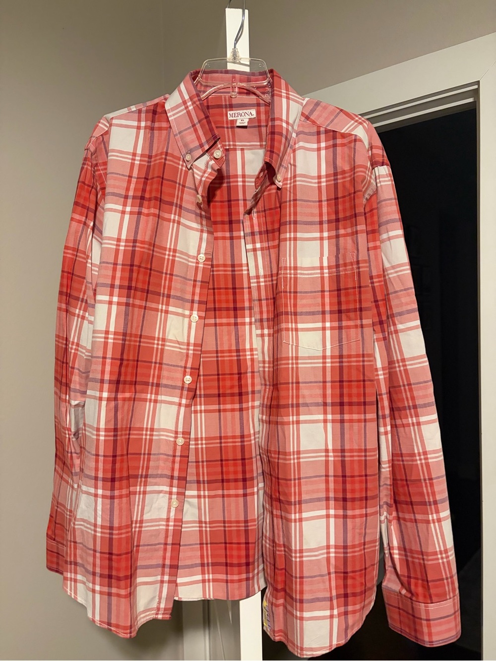 Merona Red and White Plaid Button-Down Shirt